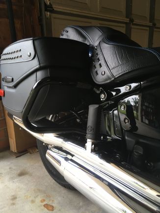 Black Saddlebag Guards also protect the bags and bike from any lay down.