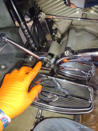 Install your front pedal lever. Take care to line it up where you had it before.