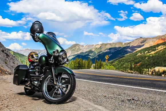 My 2006 Electra Glide Classic...  a little different than how it looked leaving the dealership.  This was on the Million Dollar Highway during a trip to the Four Corners Rally.