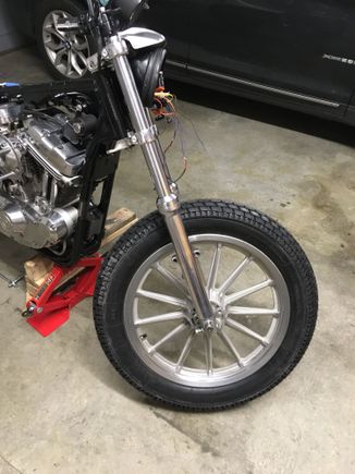 Glad I went with a 3.50-19 in the front.  This 4.00-19 is way too tall and won't clear the mud guard.