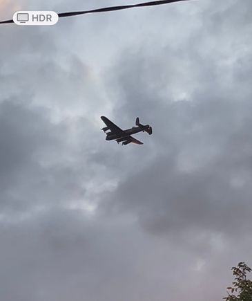VE Day Lancaster fly past over Essex UK