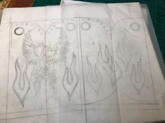 Pattern tracings for the boot shafts...