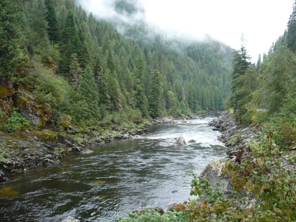 US 12, between Lewiston, ID and Lolo Pass. You can see a bit of the road on the right. One of the best rides in the US.