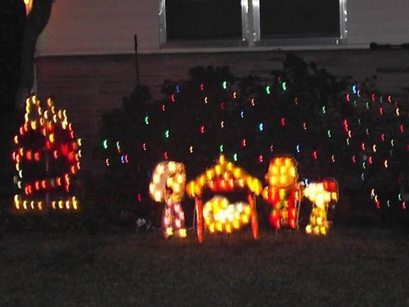 Our home at Christmas time, Peanuts fans as you may guess.