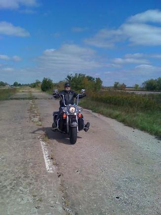 Riding an old stretch of Rt. 66 in Litchfield, Illinois