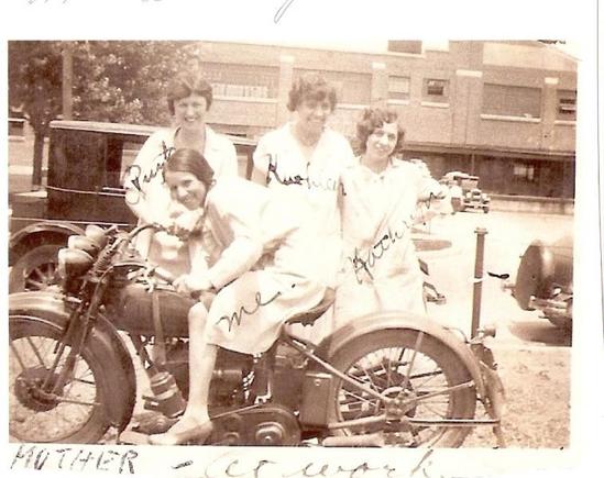 This is My Grandma on a Harley, probley from the 30's.
