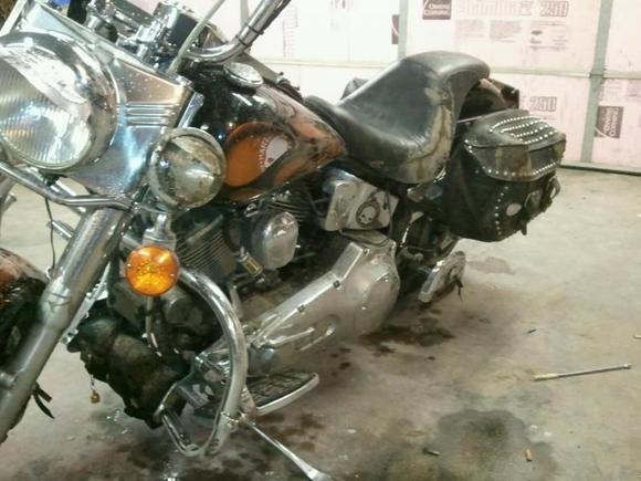 10 miles from home Saturday night, rain turned to ice and got the better of me. Had enough spare parts and all day Sunday but She is back together.