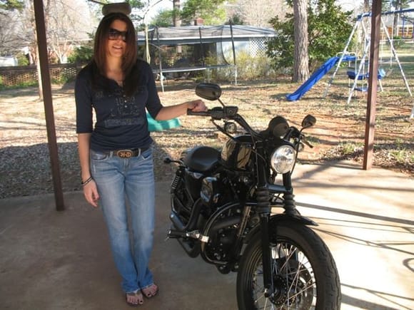 My girlie and her bike... Catlkn for all of you who have seen her on here. She says her bike &quot;ain't no girl bike&quot;  Hate to tell her... ;)