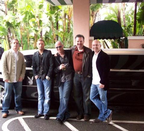 The boys leaving the Beverly Hills Hotel and heading to The Mansion