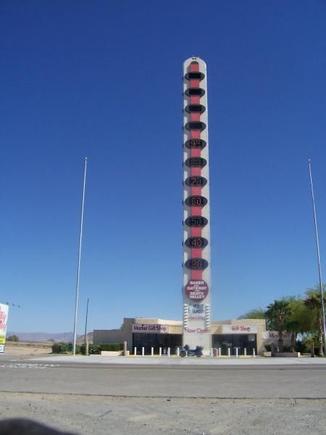 Turn around for IronButt ride, World's Largest Thermometer, Baker California