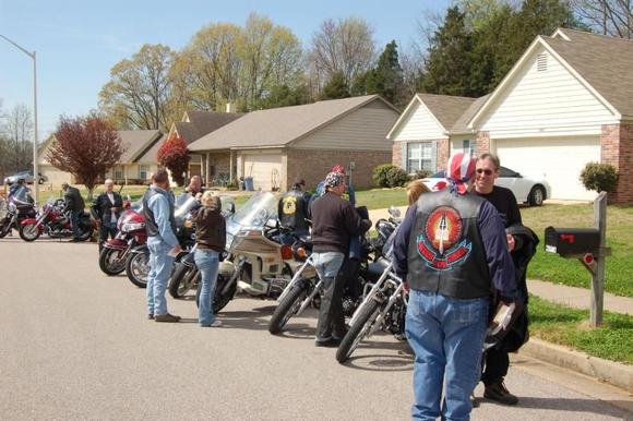 A group of Christian Bikers rode to Olive Branch, MS to visit Gary Martin and his wife Niki. Gary had been diagnosed with cancer. We rode up to show him Christ's love.