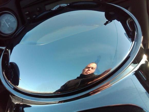reflection off of the gas door.