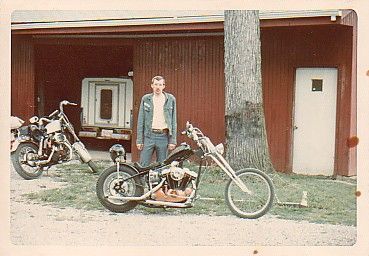'72 XLCH
1976 at J. Fair's house.  First time I built the bike.