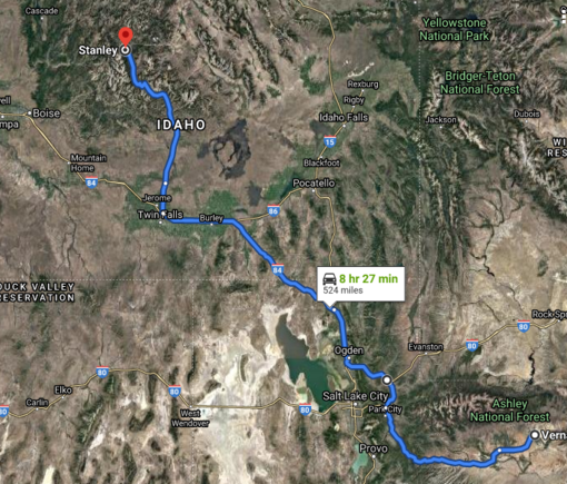 Day 1 Vernal to Stanley Idaho