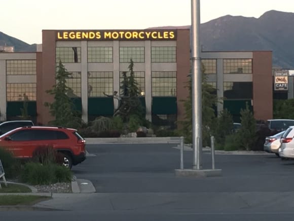 Sits in front of Legends Motorcycles.  You can see Jeff Decker's "Hillclimber" (hard to see with the trees), which sits in front of Legends.