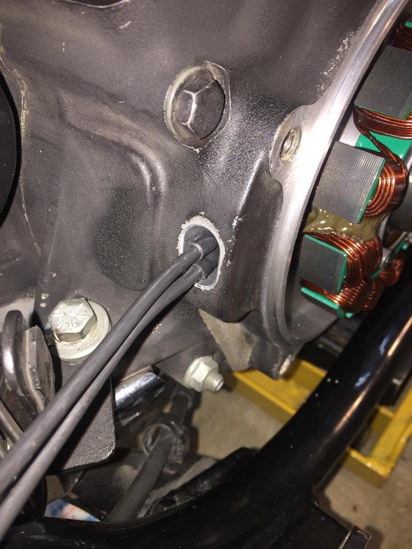 Connections made in hole of the block using the adhesive lined type of heat shrink