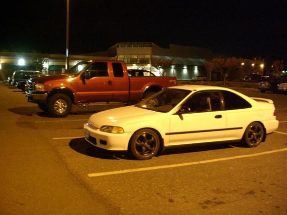 car with buddies truck
