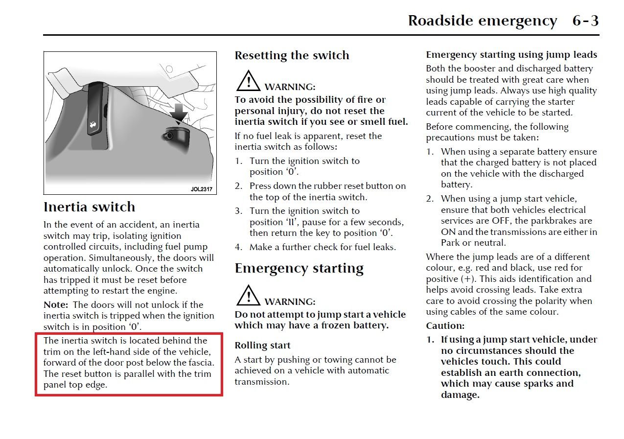 Fuel inertia reset switch location 05 XKR Jaguar Forums Jaguar