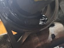 The rubber ring was not damaged , it was sagged out leaving the shaft not centered at rest. This supports the lower section and leaves the upper more flexible.