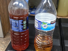 example of the brake fluid I flushed from new and old.