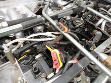 New connector after being spliced in. Yellow seal is the new connector. Orange connector is original for B Bank.