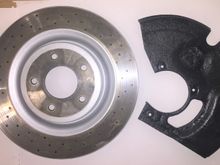 Disk wirebrushed. Coated non-contact surfaces with caliper paint. Shieldds repainted with engine enamel