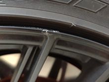 Slight damage on one of the rear wheels.