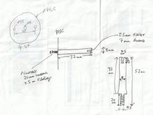 picasso's recently discovered diagram of dimension (accurate for using a Variohm TPS. Note that actually the OEM spindle diameter is just under 8mm at 7.85mm and 8mm will not fit! A fact I found out this morning involving a pleasant 30 minutes with 400 grit and the spindle in a drill!