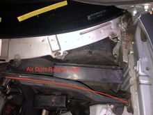 Red line showing the rubber sealing strip LHS of car. With cabin filter in place.