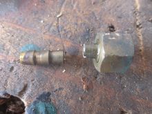 Close up of the broken fir tree fitting, the walls of which were was less than 1mm thick. The broken end was just a press fir into the nut and was easily driven out
