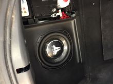 Custom fiberglass box .50 cubic foot with cover wrapped in black vinyl.