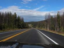 Driving into the Rocky Mountains, Colorado.