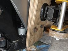 Wood bolted to trolley jack head and then trolley jack and wood bolted to the subframe.