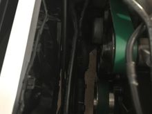 top down new installation. Green belt is smooth backed Gates. You change the lower idler pulley to new smooth pulley supplied by VAP