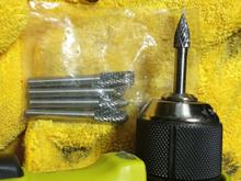 Tungsten carbide tips/ "Burrs"?? moving from the pointed one now using the top one in picture, flat sided.