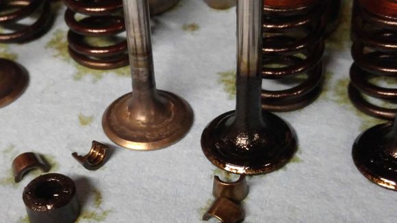 After and before image of the exhaust valves.  This was from one of the cylinders that got coolant in it.