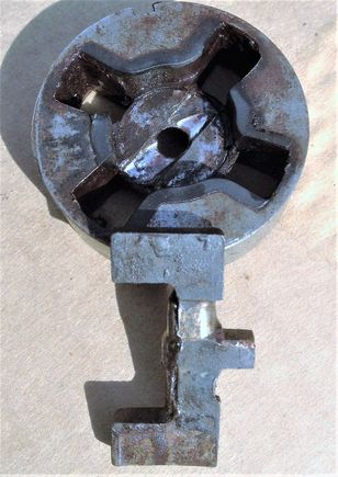 Old PAS coupling showing the damage to the driving dog caused by the wearing away of the rubber insert.