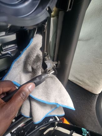 Started to trim the metal. The seat leather is attached to it, so I was sure to leave enough for it to still be sturdy. 

Side note. Those cutoff disc tend to break off easily. So eye protection is a must. I ended up going thru about 10 of them on the 1st 2 brackets! Its not the cost that bothers me but having to unscrew/ rescrew a new one in. Eats up so much time. Be prepared to swear a lot. I have some better ones for the other seat.