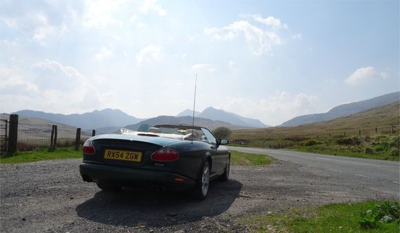 Stopped to take a quick picture, on the road from Capel Curig to the Lloanberis Pass, in Snowdonia. Driving the pass was a complete joy; it's a real switchback of a road, under the shadow of Snowdon.