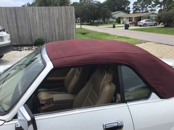 Original 26yr. Old top.  Took completely apart and restitched all panels.  Rebuilt the horsehair insulation w/ new hand made fabric “pillow” cover construction matched original factory install.
