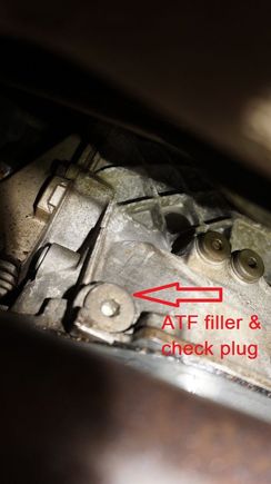 Step 1 - as you should do it - but I always forget (and do it later): Loosen the filler plug (do not open, ATF would splash out, but loosen - just so that you know that you are able to remove it later for refilling).