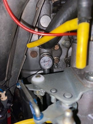 Temporary temperature gauge on A-bank coolant line