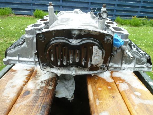 During washing degreasing.