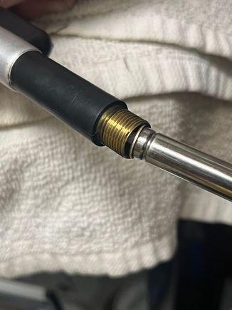 In trying to get this new antenna mast into the housing of the motor, it is just a hair too large. 