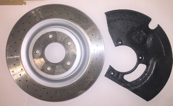 Disk wirebrushed. Coated non-contact surfaces with caliper paint. Shieldds repainted with engine enamel