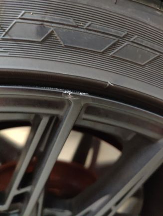 Slight damage on one of the rear wheels.