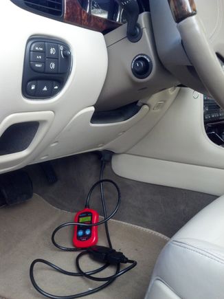 Place to plug in your OBD code reader in a 2004 XJR