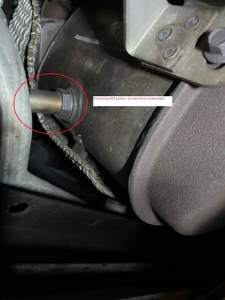 Front lower O2 sensor - as viewed from below