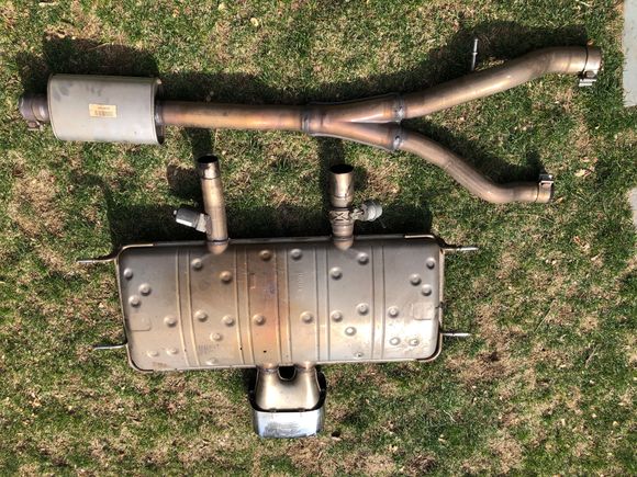 Stock exhaust.  Note huge muffler.