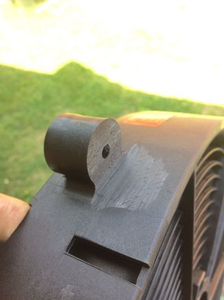 Removed the front half of the ears to make room for a rubber eFan-to-Jag-shroud air seal.